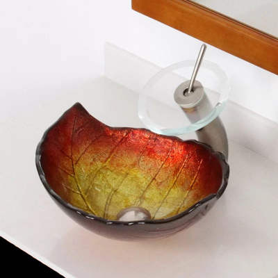 Blatt-Form-Oval der 12mm Klassiker-Badezimmer-Wannen-180mm formen Tischplatte-Waschbecken-Goldkupfer