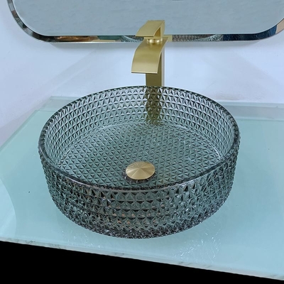 Höhe der moderner Countertop-Glaswaschbecken-Schwarz-Tischplatte-120mm künstlerisch