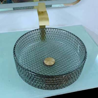 Höhe der moderner Countertop-Glaswaschbecken-Schwarz-Tischplatte-120mm künstlerisch
