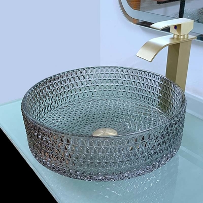 Höhe der moderner Countertop-Glaswaschbecken-Schwarz-Tischplatte-120mm künstlerisch