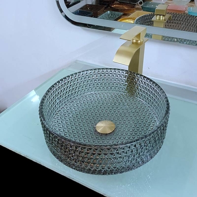 Höhe der moderner Countertop-Glaswaschbecken-Schwarz-Tischplatte-120mm künstlerisch