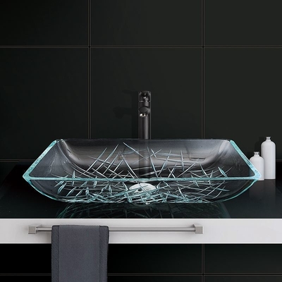 CNC, der Badezimmer-Waschbecken-rechteckiges Gegenspitzenkratzer-beständiges Super Clear graviert
