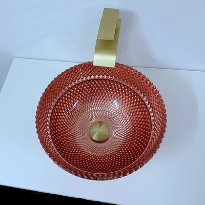 Hinaufkletterndes Glas Rose Gold Vessel Sink Square über Gegen galvanisiert