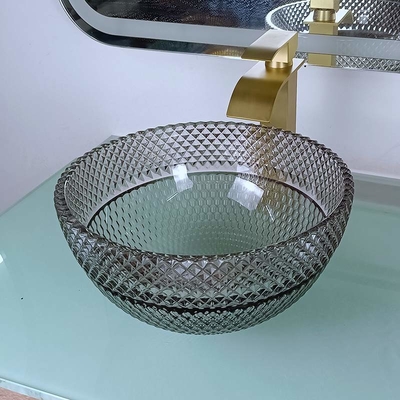 Toilette ringsum schwarze Schiff-Wannen-Glasbadezimmer Crystal Transparent