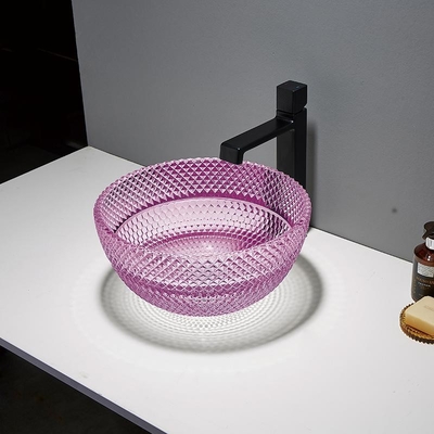 Modernes kleines rundes Schiff-Wannen-Glaspurpur-Spitzenberg-Badezimmer-Wannen-Schüssel