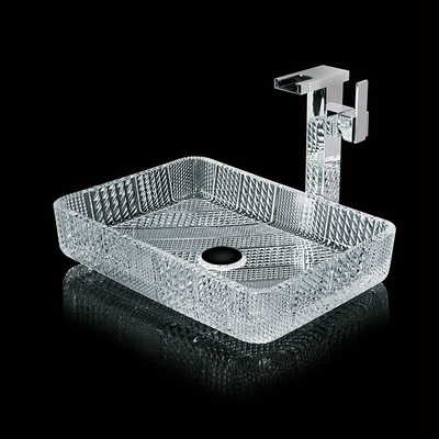 Kristallklare Rechtecksplatte Waschbecken Badezimmer 460mm 330mm 105mm Handwasch