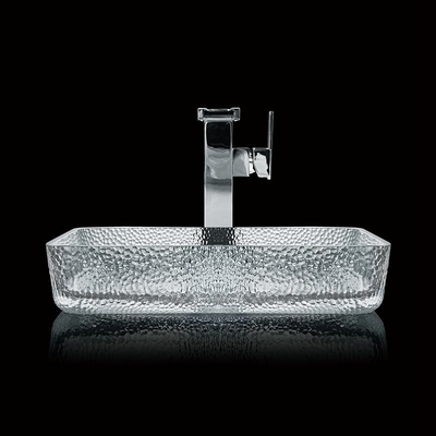 330mm 460mm Badezimmer Waschbecken Tischboden Flachglas Gießglas Kristallklar