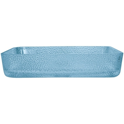 Modernes Rechteck-lackierte Gegenspitzenbecken-Glasbadezimmer-Wasser-blaue Farbe