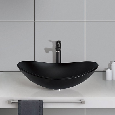 Barren formen Säure Matt Black Vanity Basin Bathroom 540mm, die Länge einfaches Glassauberes milderte