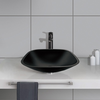 Saures Matt Square Bowl Bathroom Sink-Tischplatte-Schwarzes milderte Glasantirost Countertop