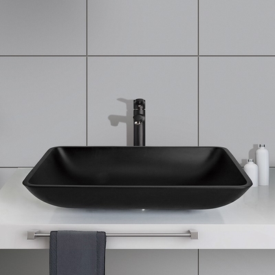 Saure Matt Bathroom Wash Basins Black-Runden-ausgeglichene Glasschiff-Wanne