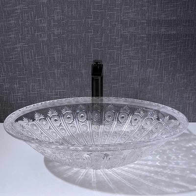 Ovale Länge Form-Waschbecken-Schüssel-Gegenspitzen-Crystal Clear Vanitys 530mm
