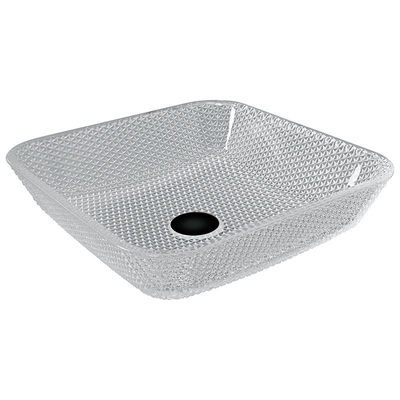 400mm Länge Countertop-Eitelkeit sinkt Crystal Clear Glass Vessel Diamond-Quadrat
