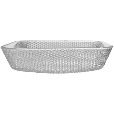 400mm Länge Countertop-Eitelkeit sinkt Crystal Clear Glass Vessel Diamond-Quadrat