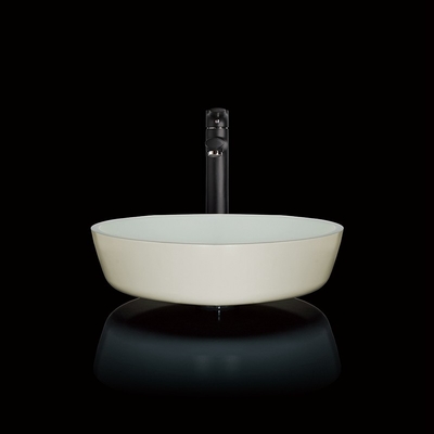 Längen-strukturierte runde weiße Schiff-Wanne der 110mm Höhen-Glasbecken-Schüssel-420mm