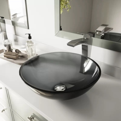 Kreiscountertop-Waschbecken-handgemachtes ausgeglichenes Glas Gray Vessel Bathroom Sink
