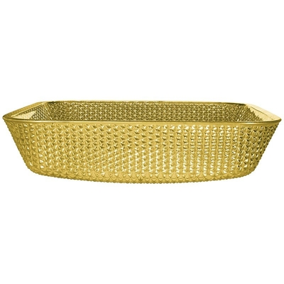 Chromierte Countertop-Eitelkeits-Wannen quadrieren Glasschiff Crystal Luxury Gold Color