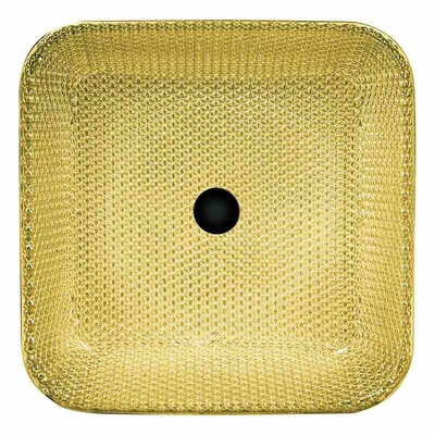 Chromierte Countertop-Eitelkeits-Wannen quadrieren Glasschiff Crystal Luxury Gold Color