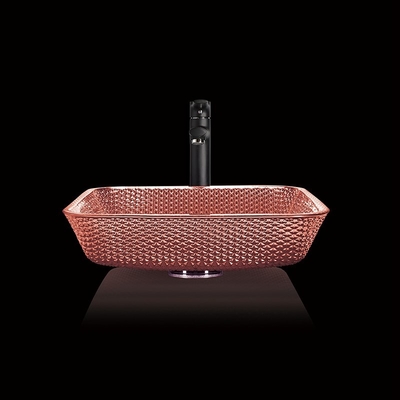 Galvanisierte Countertop-Eitelkeit sinkt moderne Glasdie quadrat-Schiff-hinaufkletternde kupferne Farbe