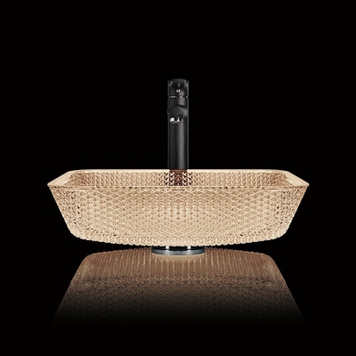 105mm Höhen-lackierte moderne Handwäsche-Wanne Licht-Tee-Farbquadrat-Gegenspitzenbecken