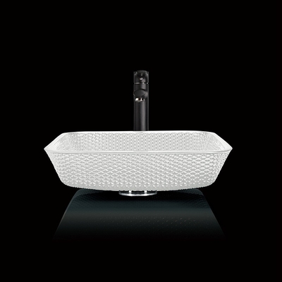 12mm Countertop-Eitelkeit sinkt beständiges Weiß Crystal Square Vessel Bathroom Scratchs