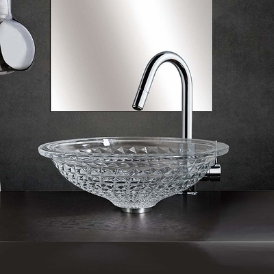 Runde Crystal Wash Basins Hand Wash 415mm 140mm für Hotel Druckguß