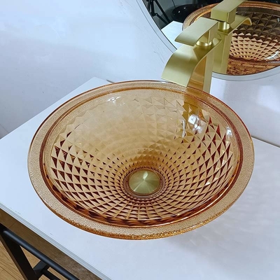 Eitelkeits-künstlerische runde Becken-Schüssel-italienischer Entwurf Amber Glass Vessel Sink