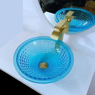 Künstlerisches blaues Schiff-Badezimmer sinkt Ozean Crystal Round Shape Vanity Sink