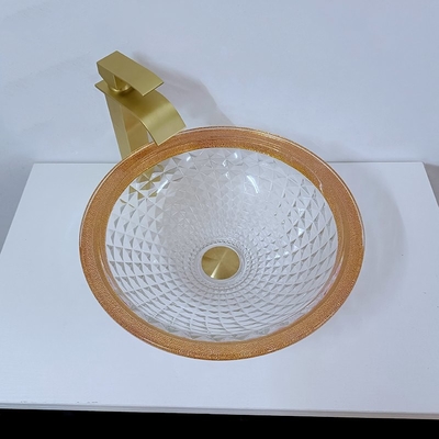 Goldrand-buntes Waschbecken 450mm Diamond Deep Vessel Cone Shape elegant