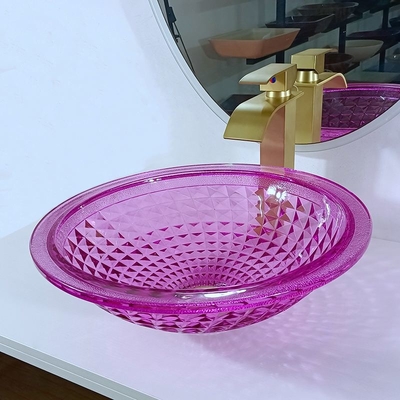 Purpur-Glaswannen-Schüssel Crystal Glasss 12mm für die Höhe der Toiletten-140mm modern