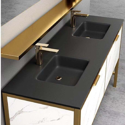 Kundengebundener Badezimmer-ausgeglichener Glaswannen-Eitelkeits-einfacher oder doppelter Schiff-Wanne Countertop