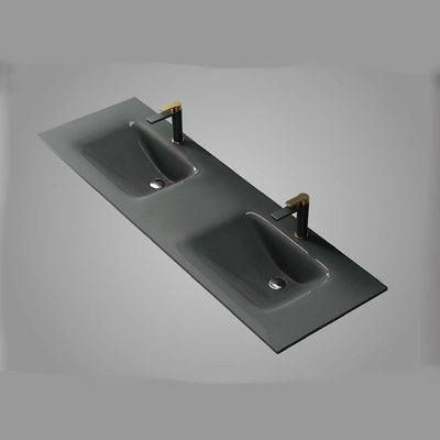 Kabinett milderte Glaswannen-Trichter-Form-Messingabfluss-Badezimmer-Eitelkeit Countertop mit Wanne