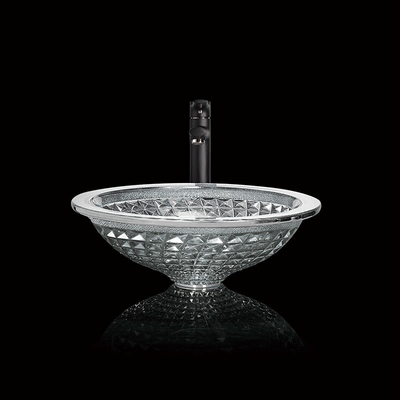 Silberner Trichter formte Crystal Wash Basins Chromed Etched-Glasschiff-Wannen
