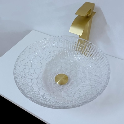 Runde schiff-Wannen-Schüssel Hotel-Crystal Wash Basinss 130mm künstlerische Glasfür Hauptbadezimmer