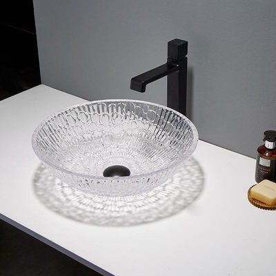 Runde schiff-Wannen-Schüssel Hotel-Crystal Wash Basinss 130mm künstlerische Glasfür Hauptbadezimmer