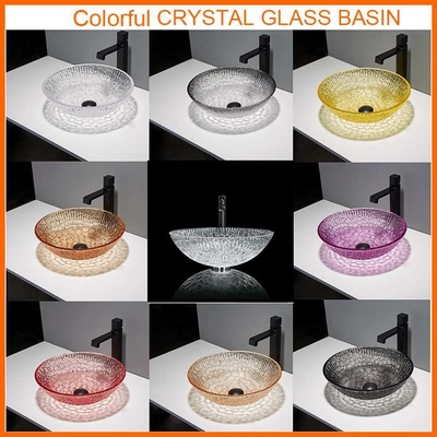 Runde schiff-Wannen-Schüssel Hotel-Crystal Wash Basinss 130mm künstlerische Glasfür Hauptbadezimmer