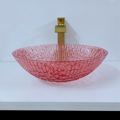 Rote Farbecountertop Crystal Wash Basins Bathroom Glass modern
