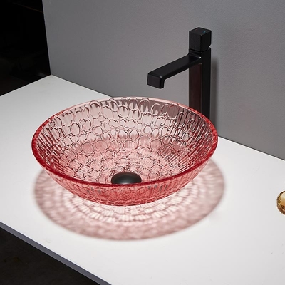 Rote Farbecountertop Crystal Wash Basins Bathroom Glass modern