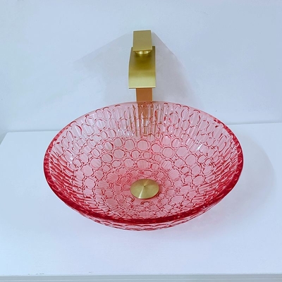 Rote Farbecountertop Crystal Wash Basins Bathroom Glass modern