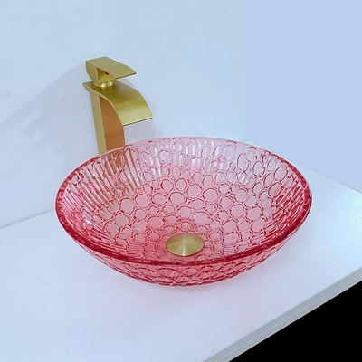 Rote Farbecountertop Crystal Wash Basins Bathroom Glass modern