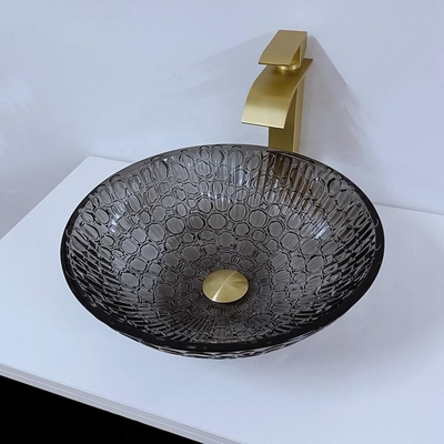 Lackiertes Eckkabinett-Crystal Wash Basins Black Round-modernes entworfen