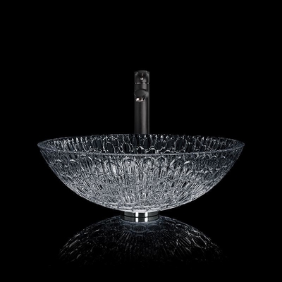 Lackiertes Eckkabinett-Crystal Wash Basins Black Round-modernes entworfen