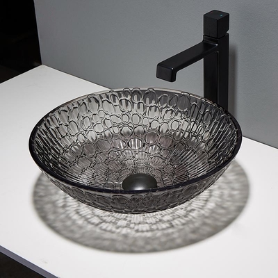 Lackiertes Eckkabinett-Crystal Wash Basins Black Round-modernes entworfen