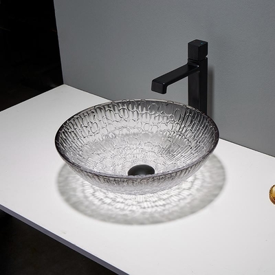 Modernes Crystal Wash Basins Gradient Black-modernes Glasschiff