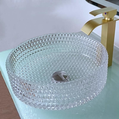 395mm waschen runde Glaswaschbecken-Hand 45mm Dia No Hole For Hotel Badezimmer