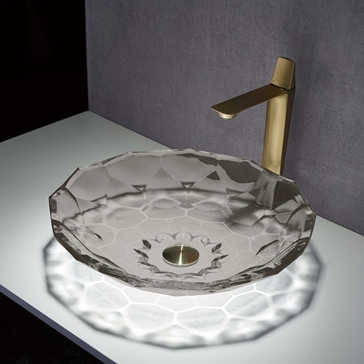 12 Zoll transparentes Grey Glass Wash Basin, Badezimmer-Eitelkeits-Wanne für Hotel