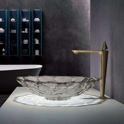 12 Zoll transparentes Grey Glass Wash Basin, Badezimmer-Eitelkeits-Wanne für Hotel