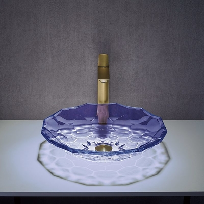 Moderne facettiert formen purpurrotes Waschbecken Glasbadezimmer-Wanne Soems