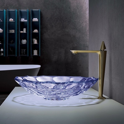 Moderne facettiert formen purpurrotes Waschbecken Glasbadezimmer-Wanne Soems