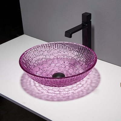395mm Crystal Wash Basins Round 130mm Purpur-Badezimmer-Schüssel-Becken